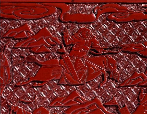 Boîte à documents et couvercle, représentant un archer, dynastie Ming (détail) - School Chinese