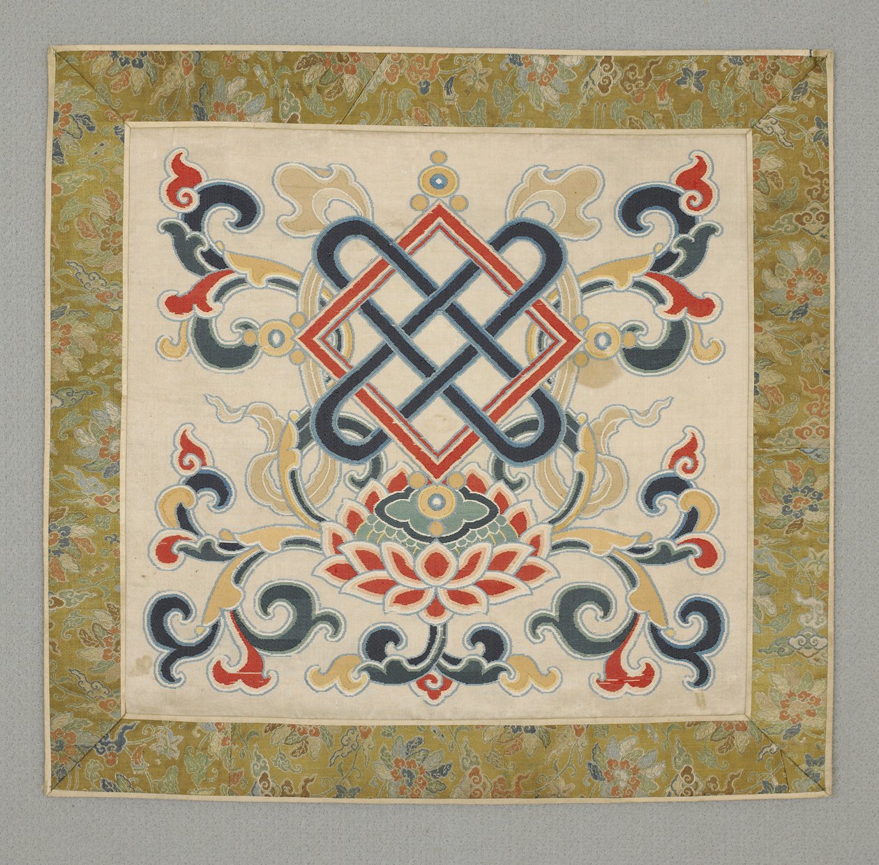 Huit objets précieux bouddhistes, nœud sans fin, XVIIe siècle (soie tissée composée et satinée) - School Chinese