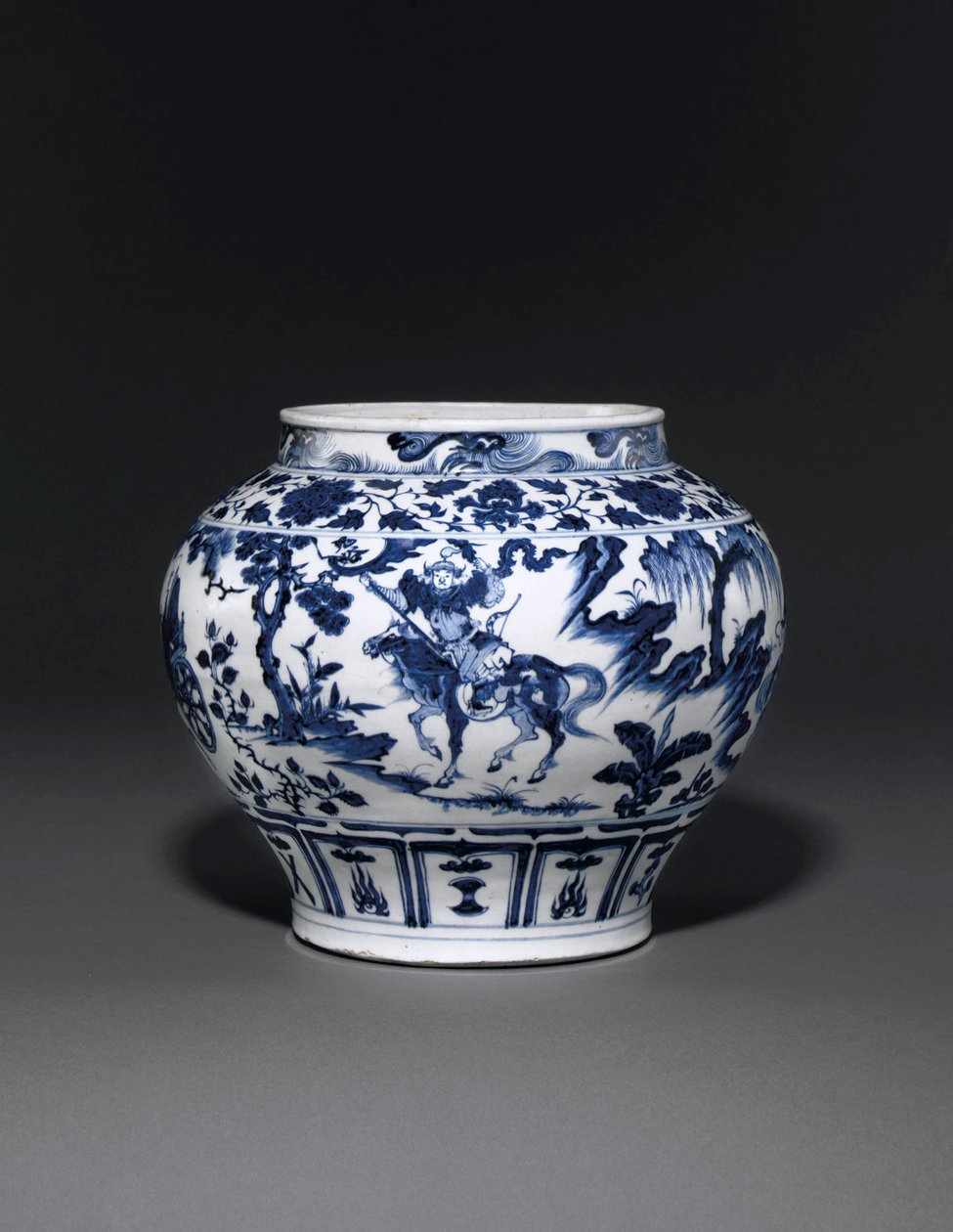 Pot bleu et blanc exceptionnellement rare et important, dynastie Guan Yuan, milieu du 14ème siècle - School Chinese