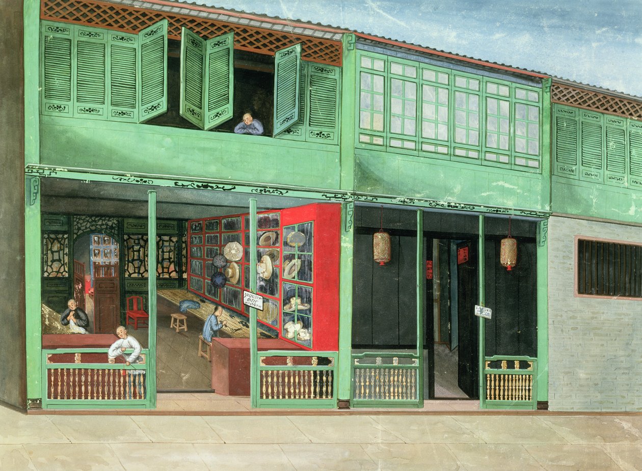Polly la boutique du tailleur China st. new - Près du Spanish Hong ... . Lamqua la boutique du peintre, vers 1830 (gouache sur papier) - School Chinese
