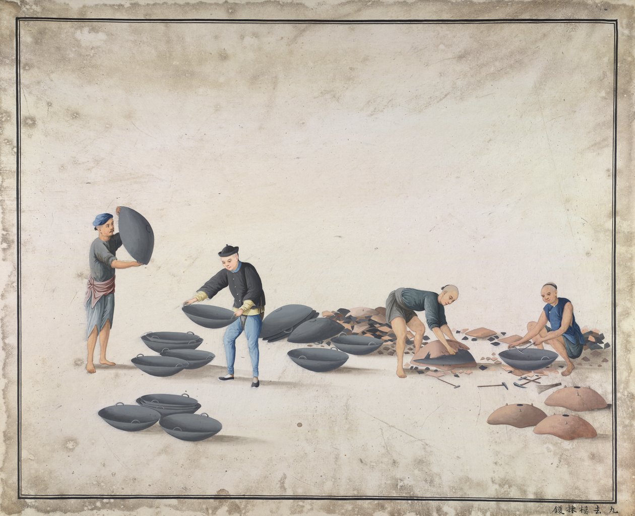 Retirez le moule et sortez la bonne casserole à fond rond, fabrication de fonte en Chine, vers 1820 - School Chinese
