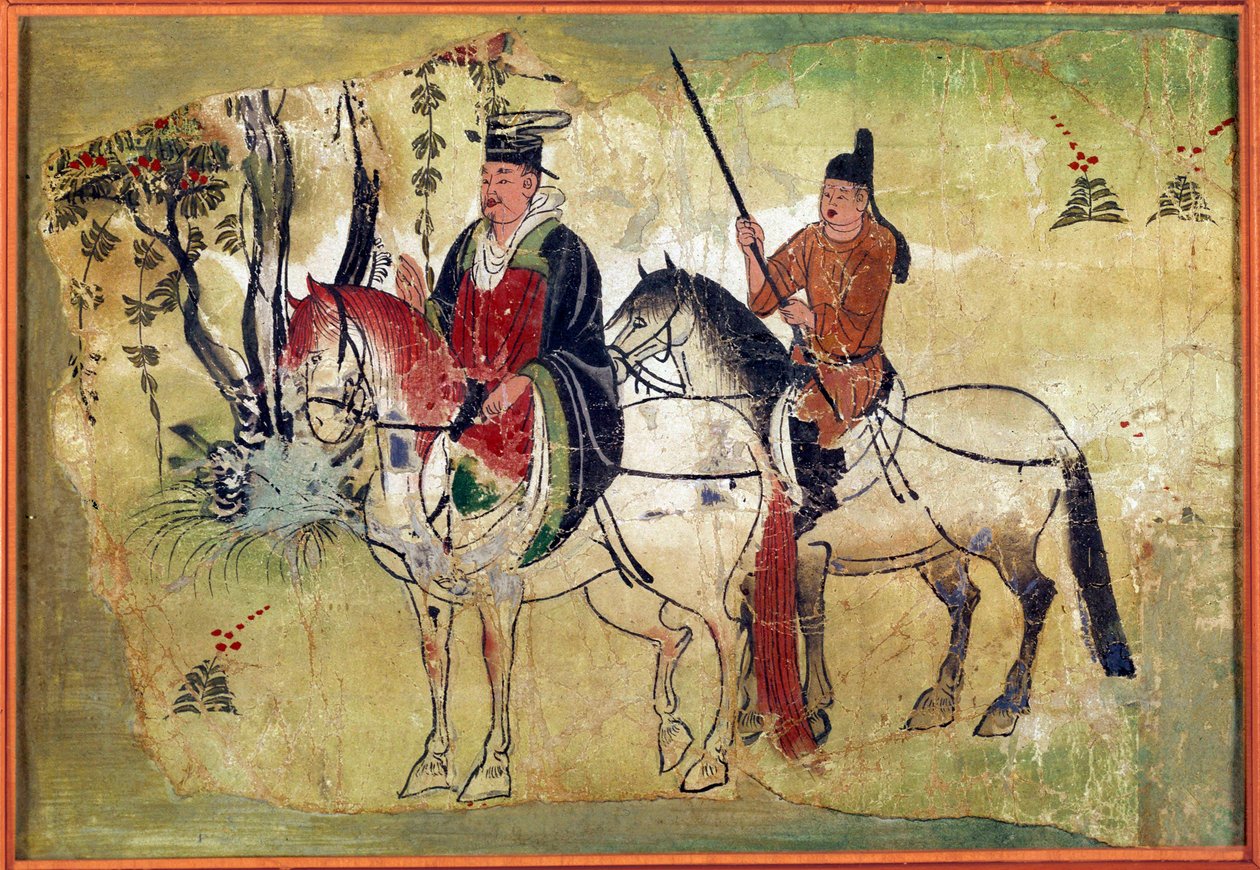 Les chevaux célestes de Ferghana Manuscrit tibétain par Touen Houang - School Chinese