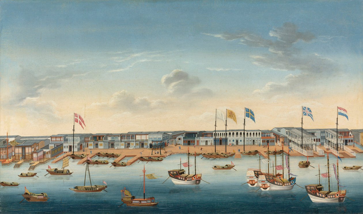 Les Hongs à Canton, vers 1780 - School Chinese