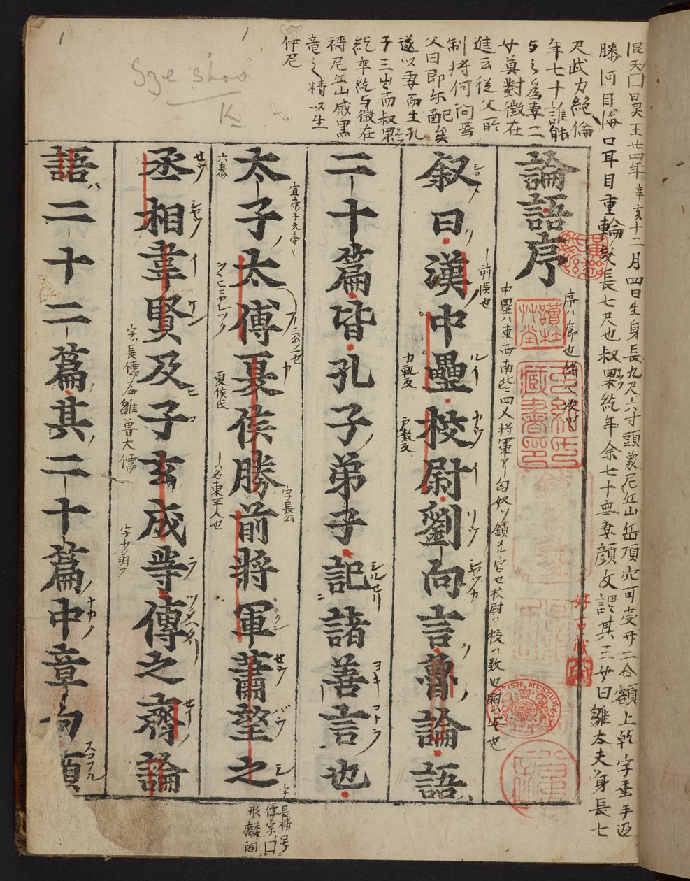 Page de titre de Rongo 論語 ou 