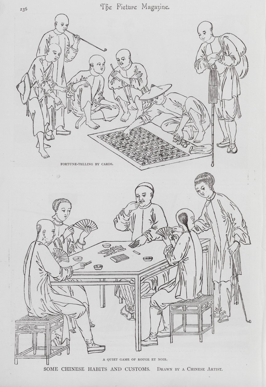Jeux de cartes traditionnels chinois et coutumes (gravure) - School Chinese