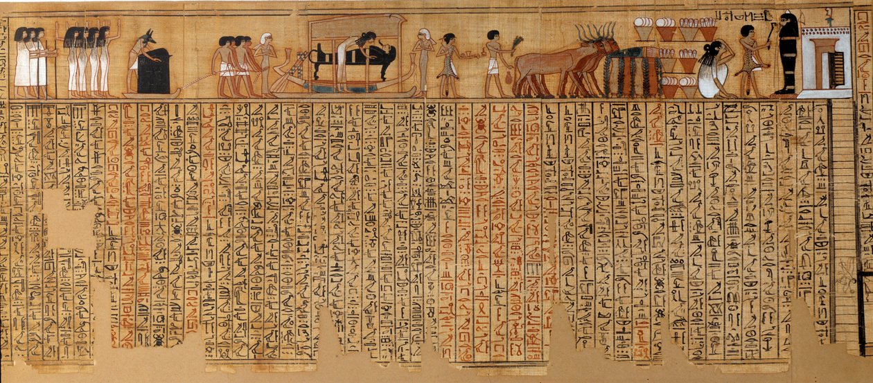 Antiquité égyptienne : Livre des Morts, Papyrus de Nebqed. Vers 1400-1350 av. J.-C. 18e dynastie. De Thèbes. Longueur 6,3 m Paris, Musée du Louvre - School Egyptian