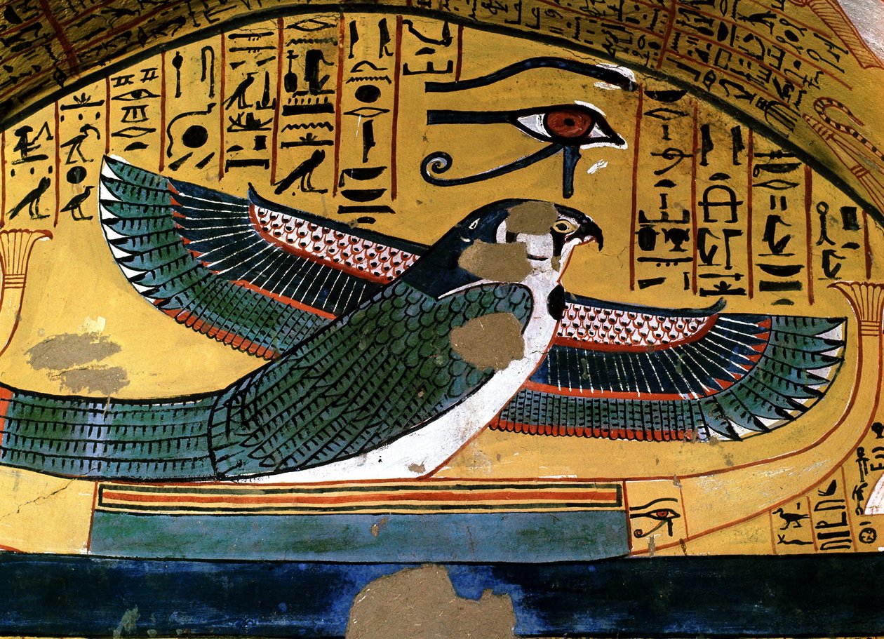 Louxor - Thèbes : rive gauche du Nil. Deir el-Médineh : nécropole des artisans. Tombe de Sennedjem. 18e dynastie. Représentation du dieu Horus - School Egyptian