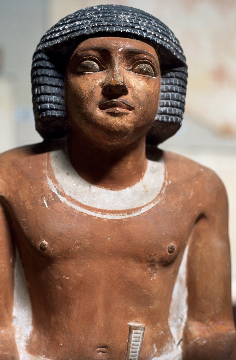 Figure masculine, statue en calcaire peint (détail) - School Egyptian