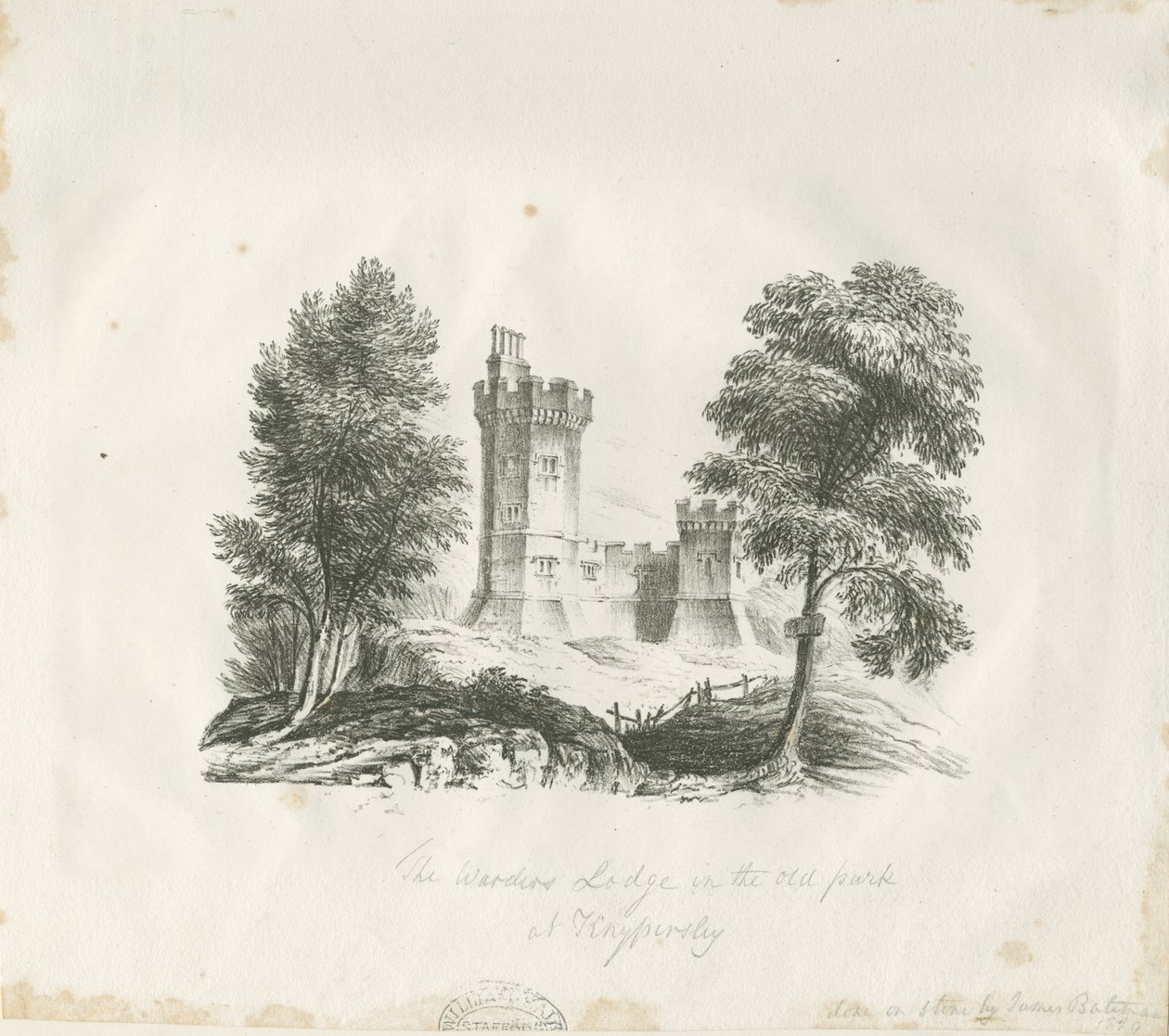 Biddulph - Pavillon des gardiens à Knypersley Park : gravure - School English