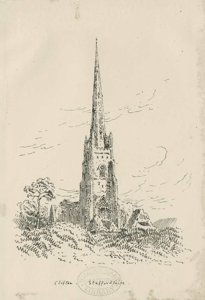 Église de Clifton Campville (lithographie) - School English