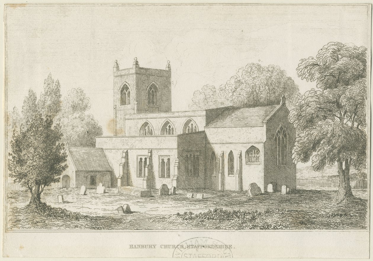 Église de Hanbury : eau-forte, nd [c 1800] (impression) - School English