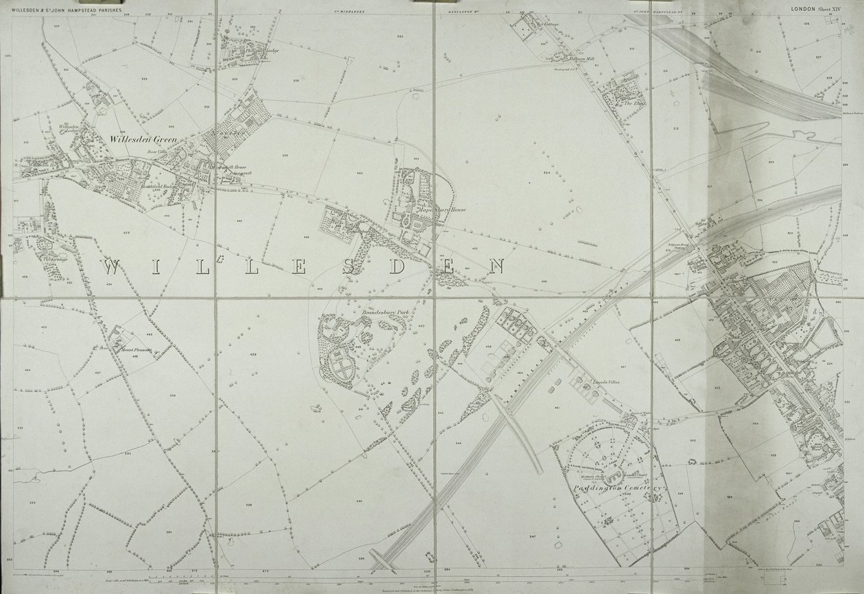 Carte de Willesden, Londres (litho) - School English
