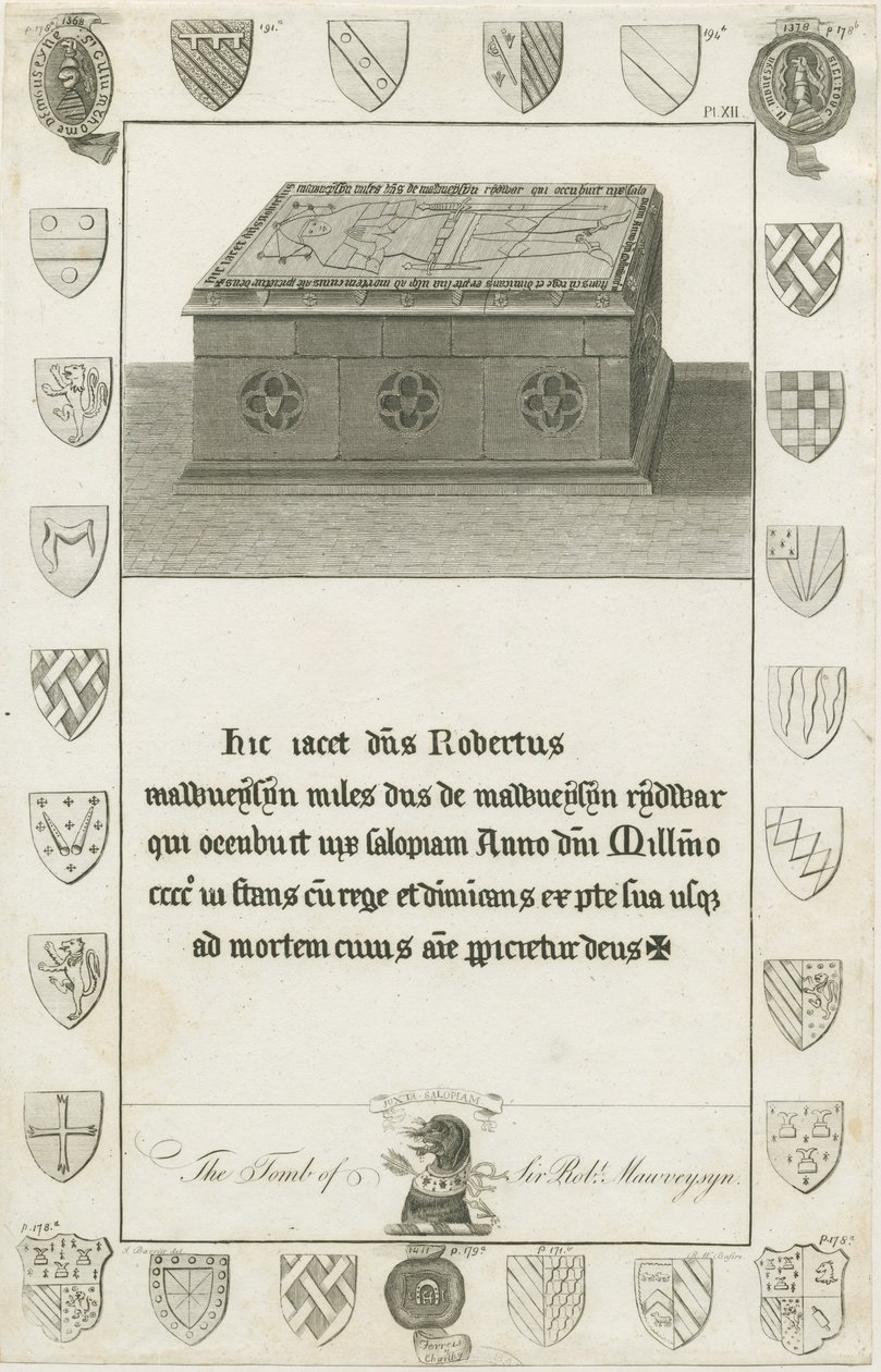 Mavesyn Ridware - Tombe de Sir Robert Mavesyn (gravure) - School English