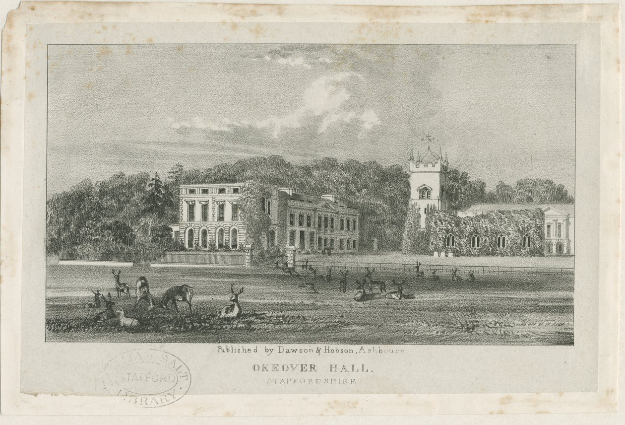 Okeover Hall (lithographie) - School English