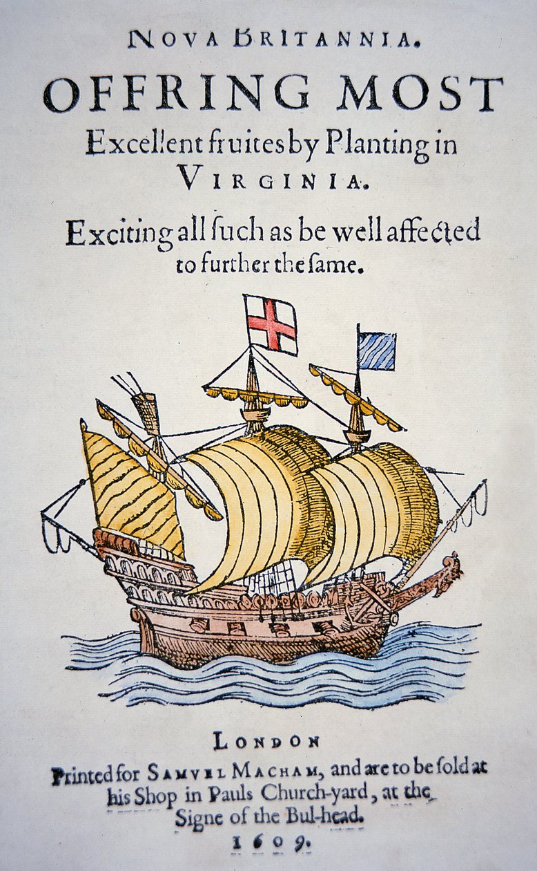 Brochure encourageant les colons à aller en Virginie en Amérique, publiée en 1609 - School English
