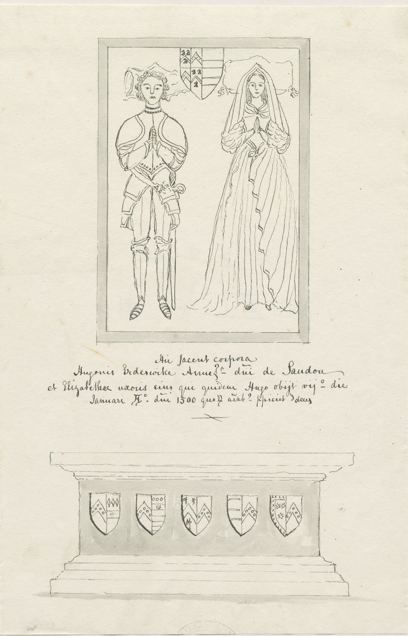 Église de Sandon - Tombe de Hugh Erdeswicke et Elizabeth Harcourt - School English