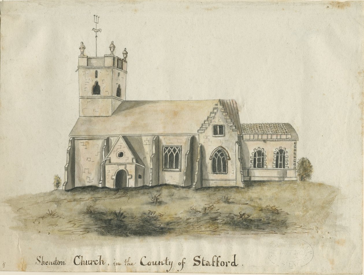 Église de Shenstone : aquarelle, nd [1769] - School English