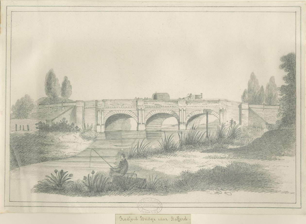 Stafford - Pont de Radford: dessin au crayon, nd [?19e siècle] - School English