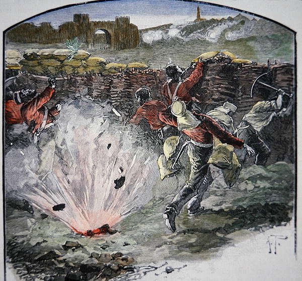 Les positions britanniques sous le feu des canons de la ville pendant le siège de Delhi - School English