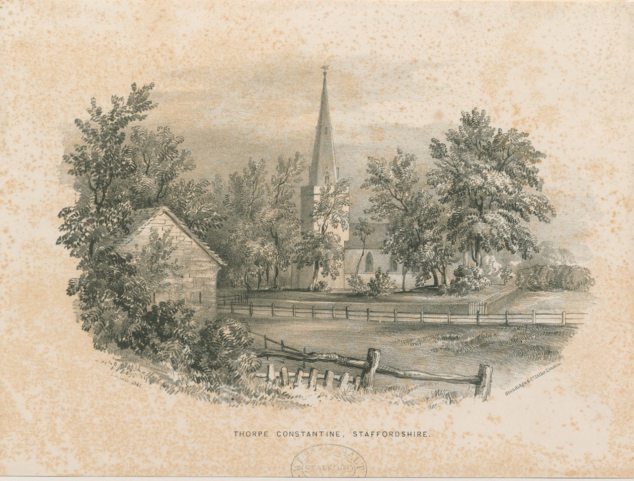 Église de Thorpe Constantine (lithographie) - School English