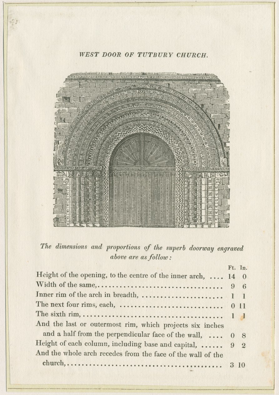 Église prieurale de Tutbury : Porte ouest (gravure) - School English