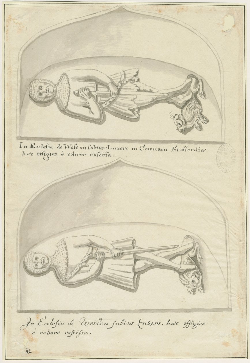 Église de Weston-under-Lizard - Effigies de Sir Hugh de Weston et Sir Hamo de Weston - School English