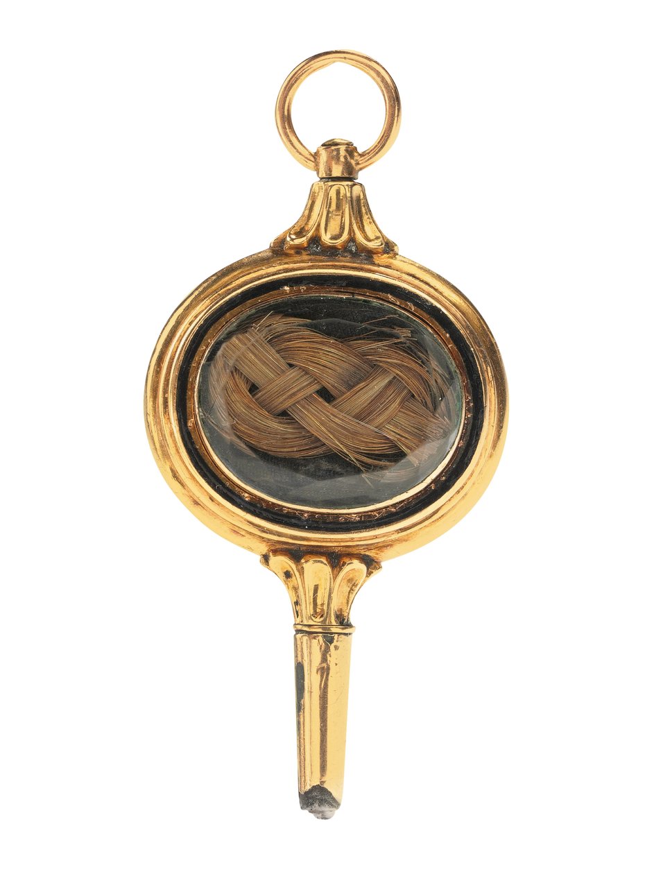 Clé de montre gravée memento mori, avec mèche de cheveux de Martha Wayles Jefferson, fin XVIIIe - début XIXe siècle - School European