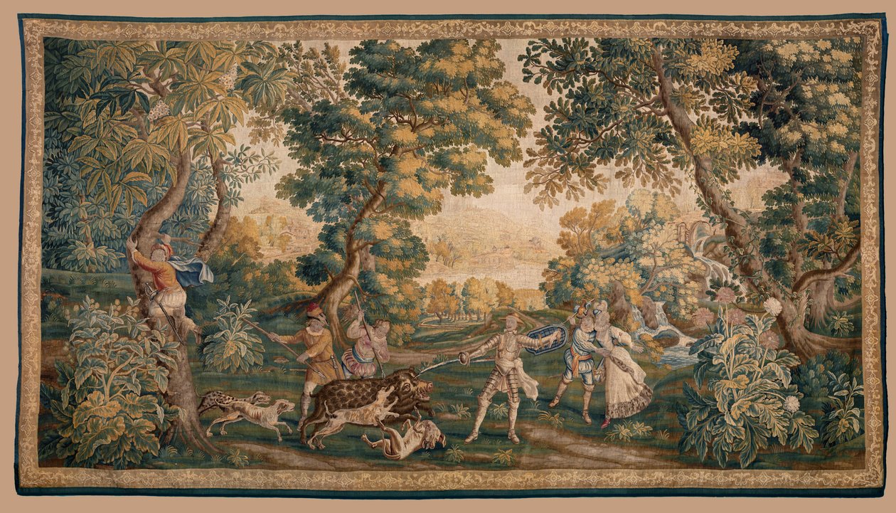 Scène de chasse, origine Oudenaarde (tapisserie) - School Flemish