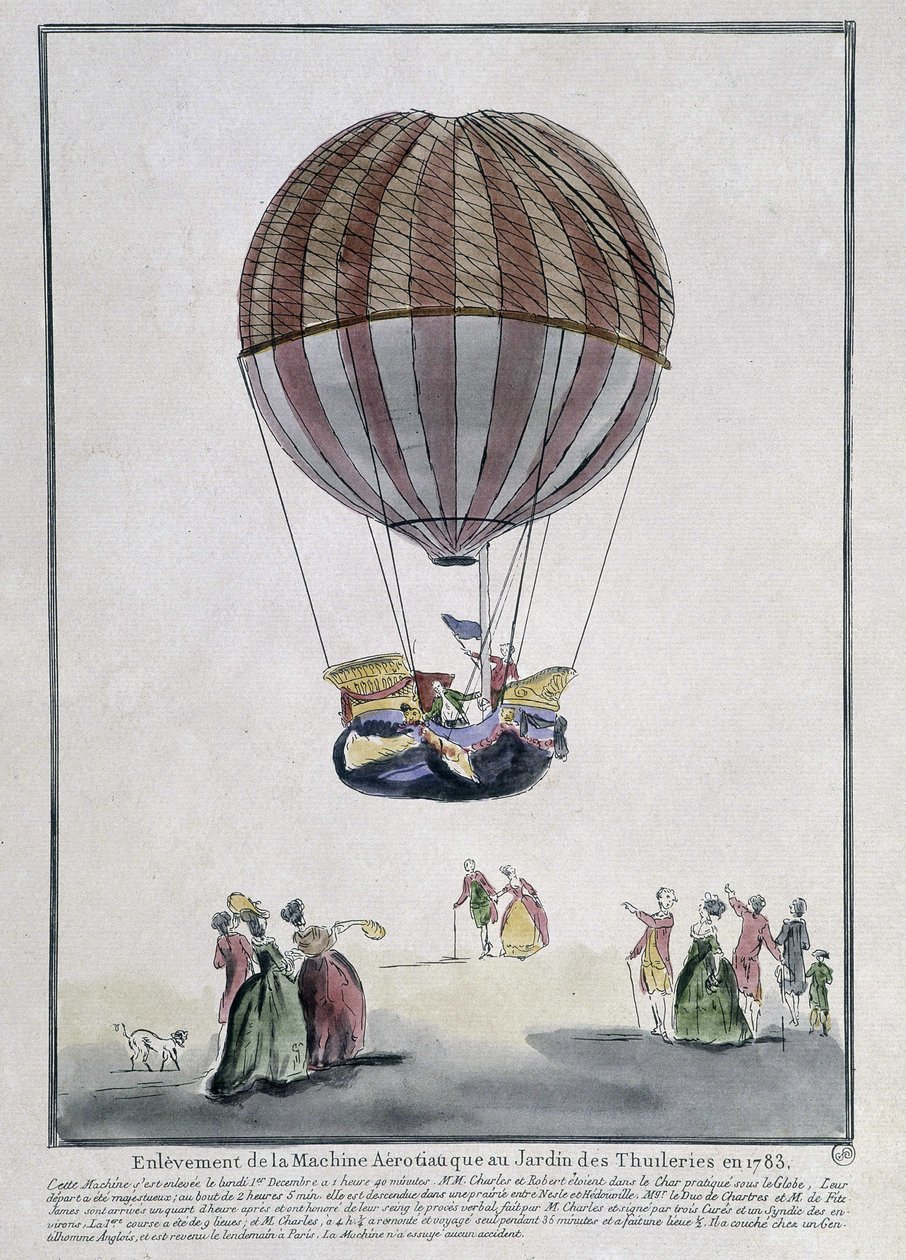 Enlèvement de la machine aérostatique au Jardin des Tuileries en 1783 - School French