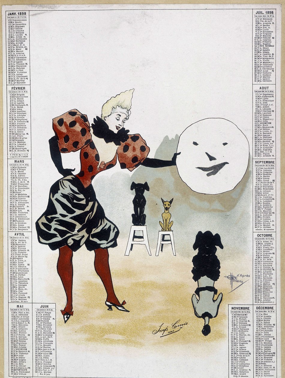 Cirque : les chiens savants - calendrier, Arts Déco. - School French