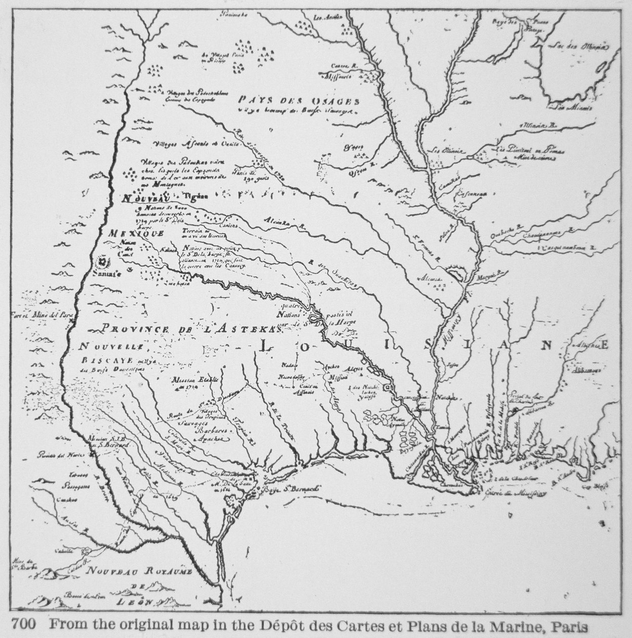 Amérique coloniale : Carte de la Louisiane, Nouvelle-France - School French