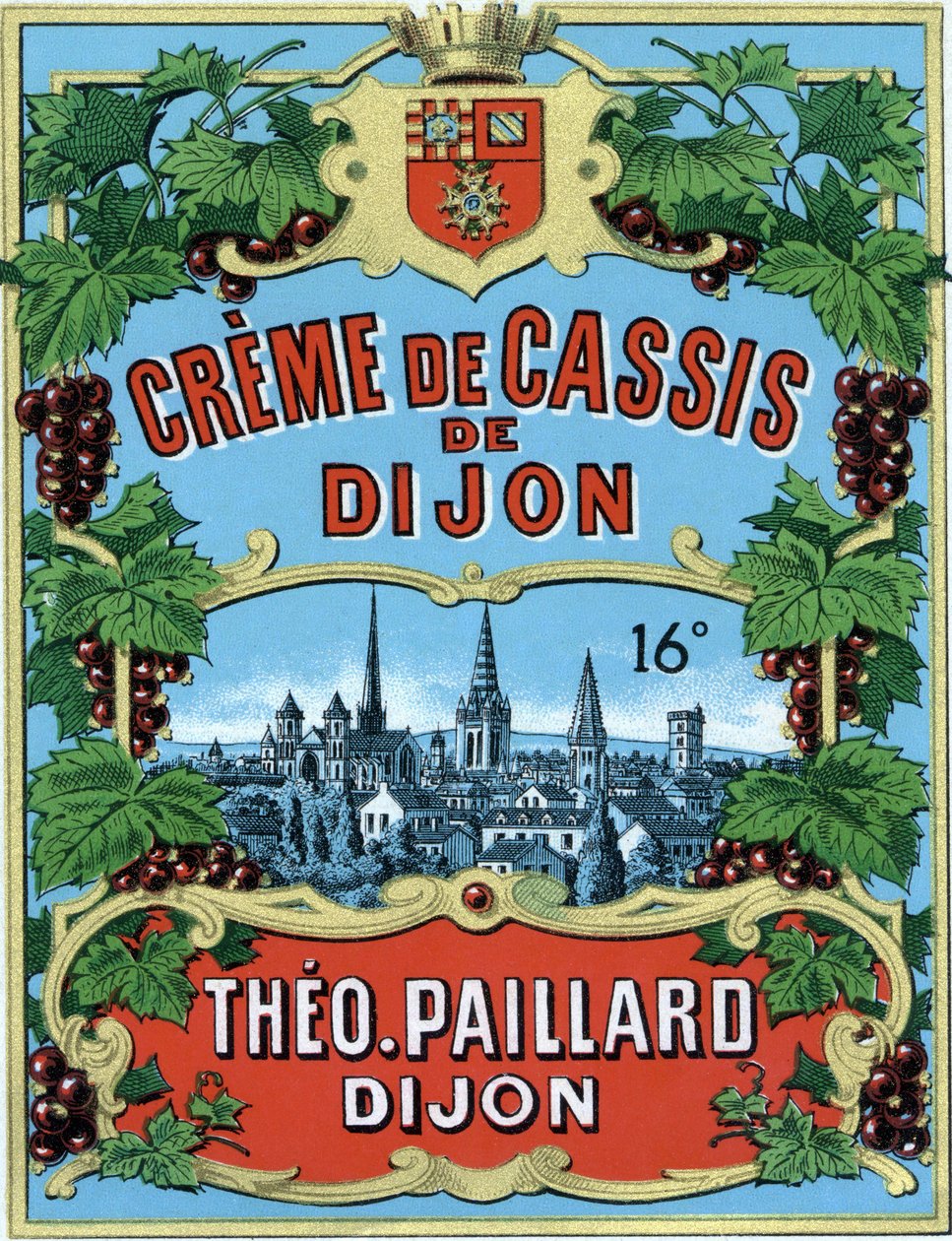 Étiquette de crème de cassis de Dijon - School French