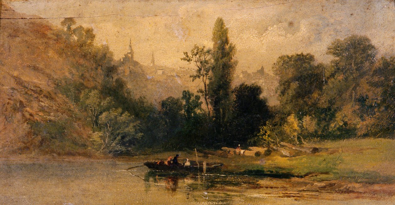 Dinan depuis la rivière, c.1800 - School French