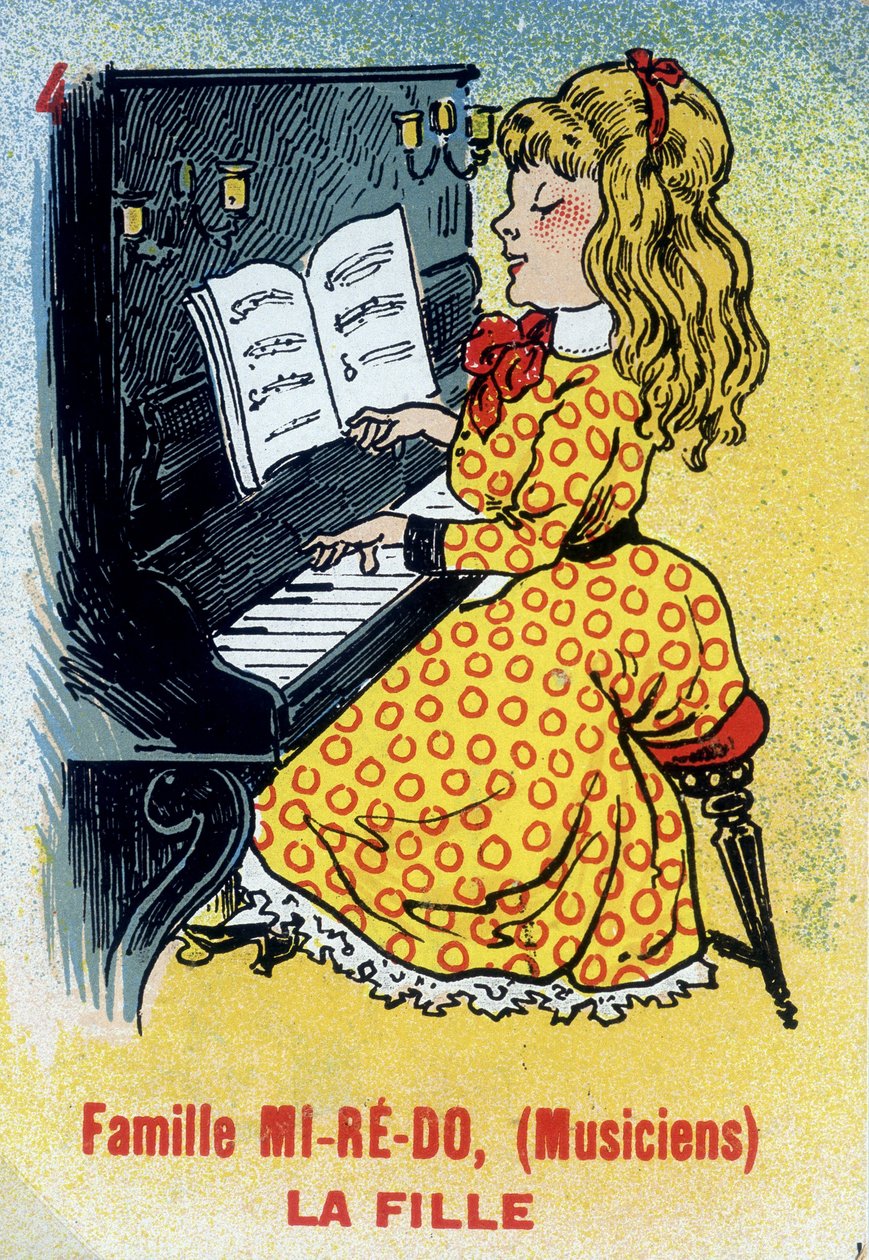 Jeu des sept familles: Carte de la fille de la famille Mi-Ré-Do (musiciens). Musée de la Carte à Jouer, Issy-les-Moulineaux - School French