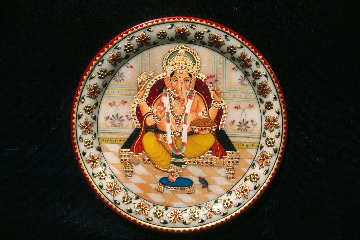 Peinture miniature de Lord Ganesh Ganpati sur papier - School Indian