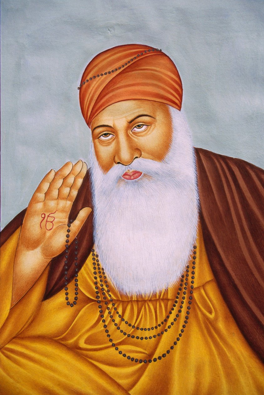 Seigneur Guru Nanak, peinture miniature sur papier - School Indian