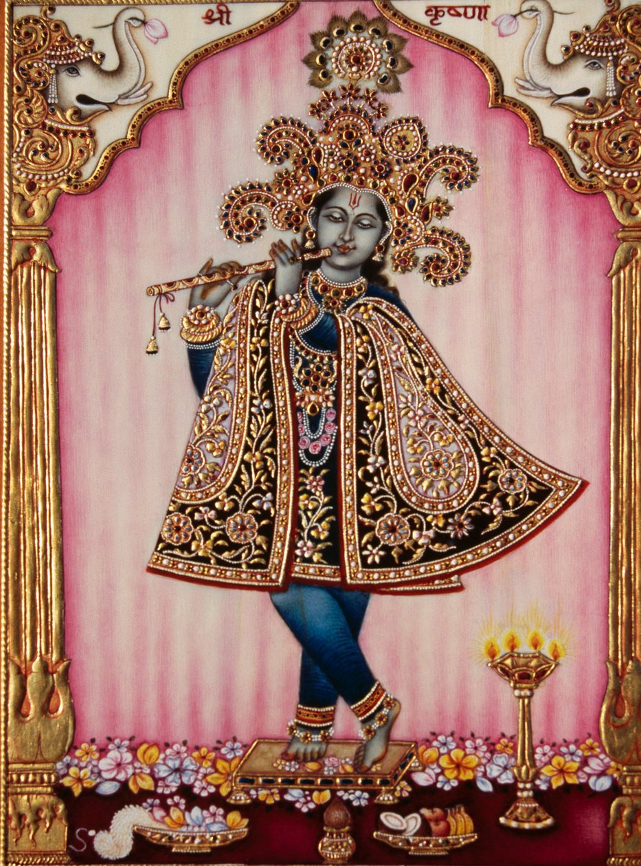 Miniature de Krishna sur ivoire - School Indian