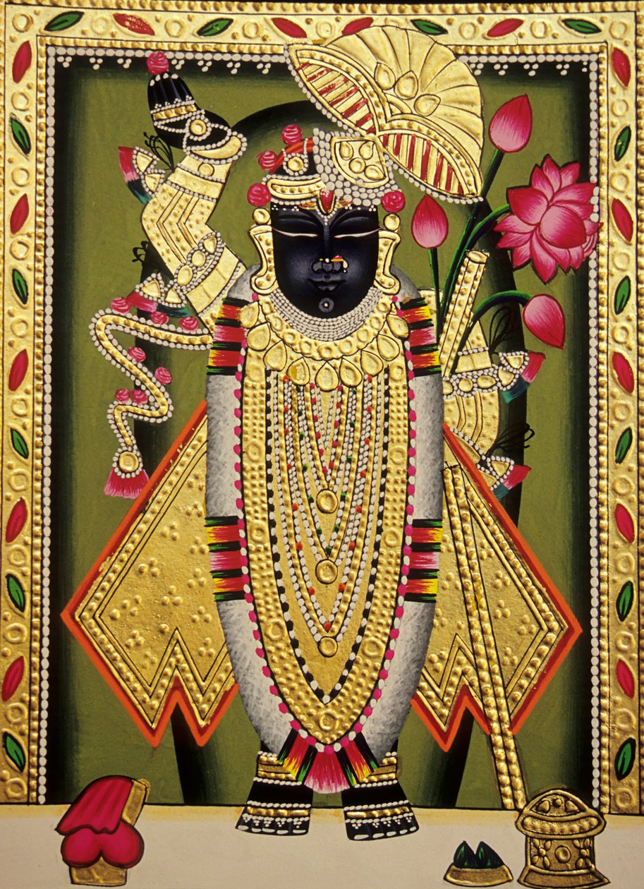 Lord Shrinathan Nathdwaran Miniature Peinture sur Papier - School Indian
