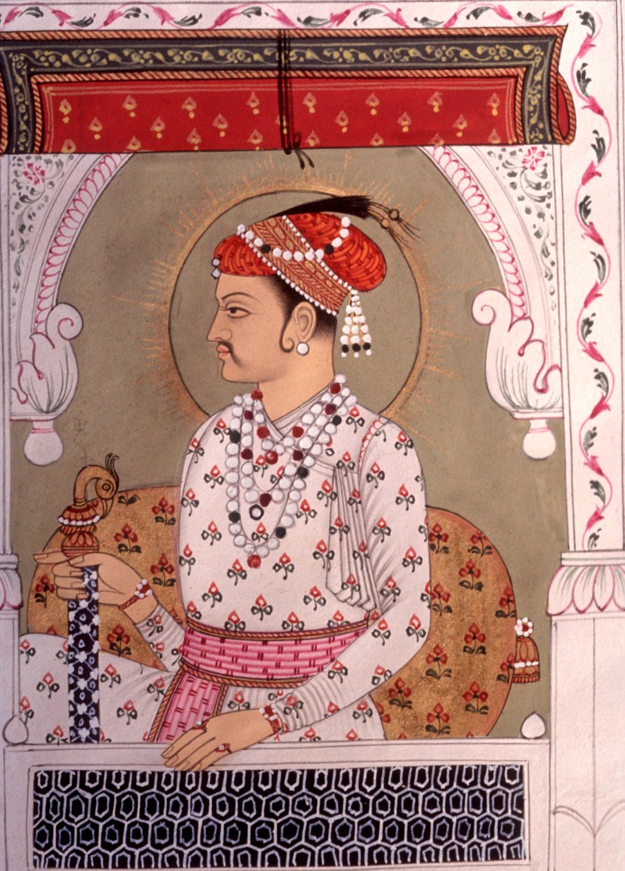 Peinture miniature du roi, Rajasthan, Inde - School Indian