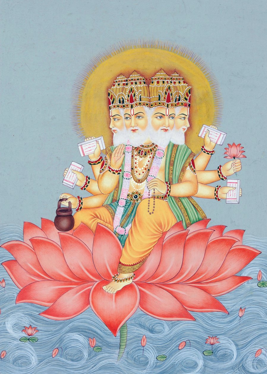 Peinture miniature du dieu Brahma - School Indian