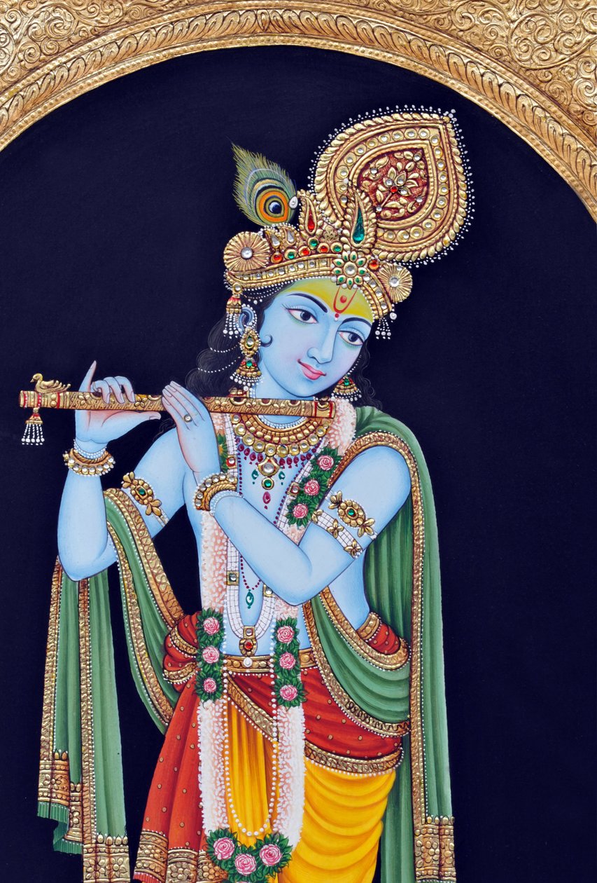Peinture miniature de Dieu Krishna - School Indian