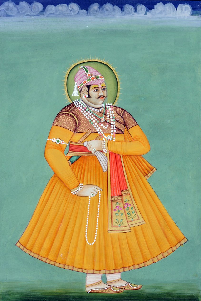 Peinture miniature de Maharaja Sawai Madho Singh, Jaipur - School Indian