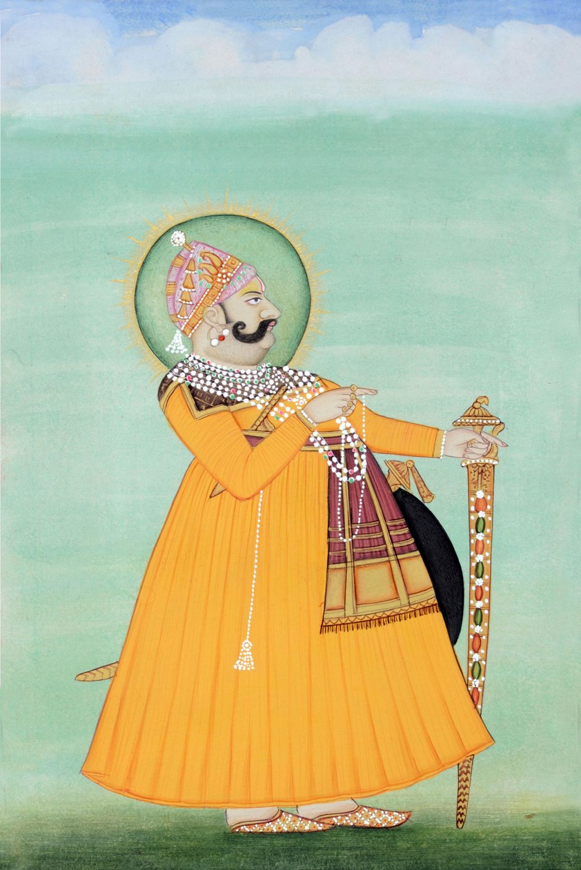 Peinture miniature de Maharaja Sawai Madho Singh, Jaipur - School Indian