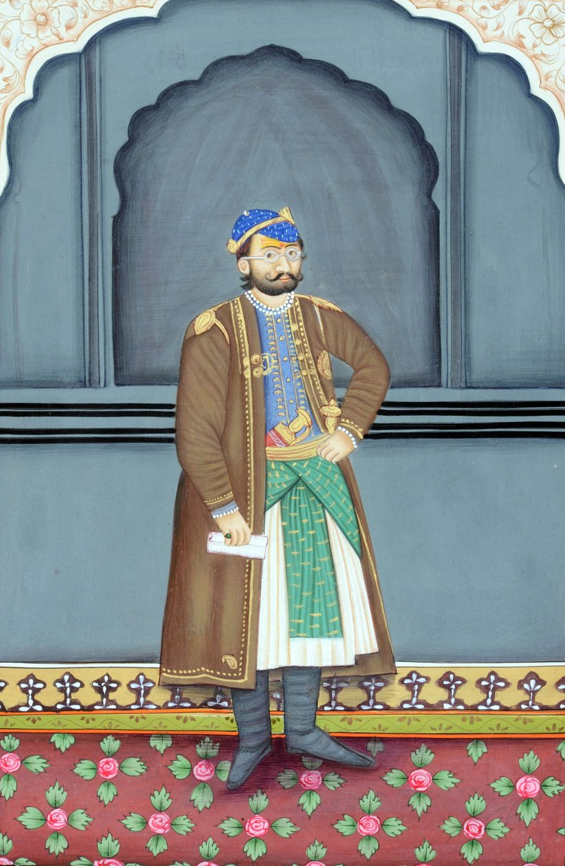 Peinture Miniature de Maharaja Sawai Ram Singh II, Jaipur - School Indian