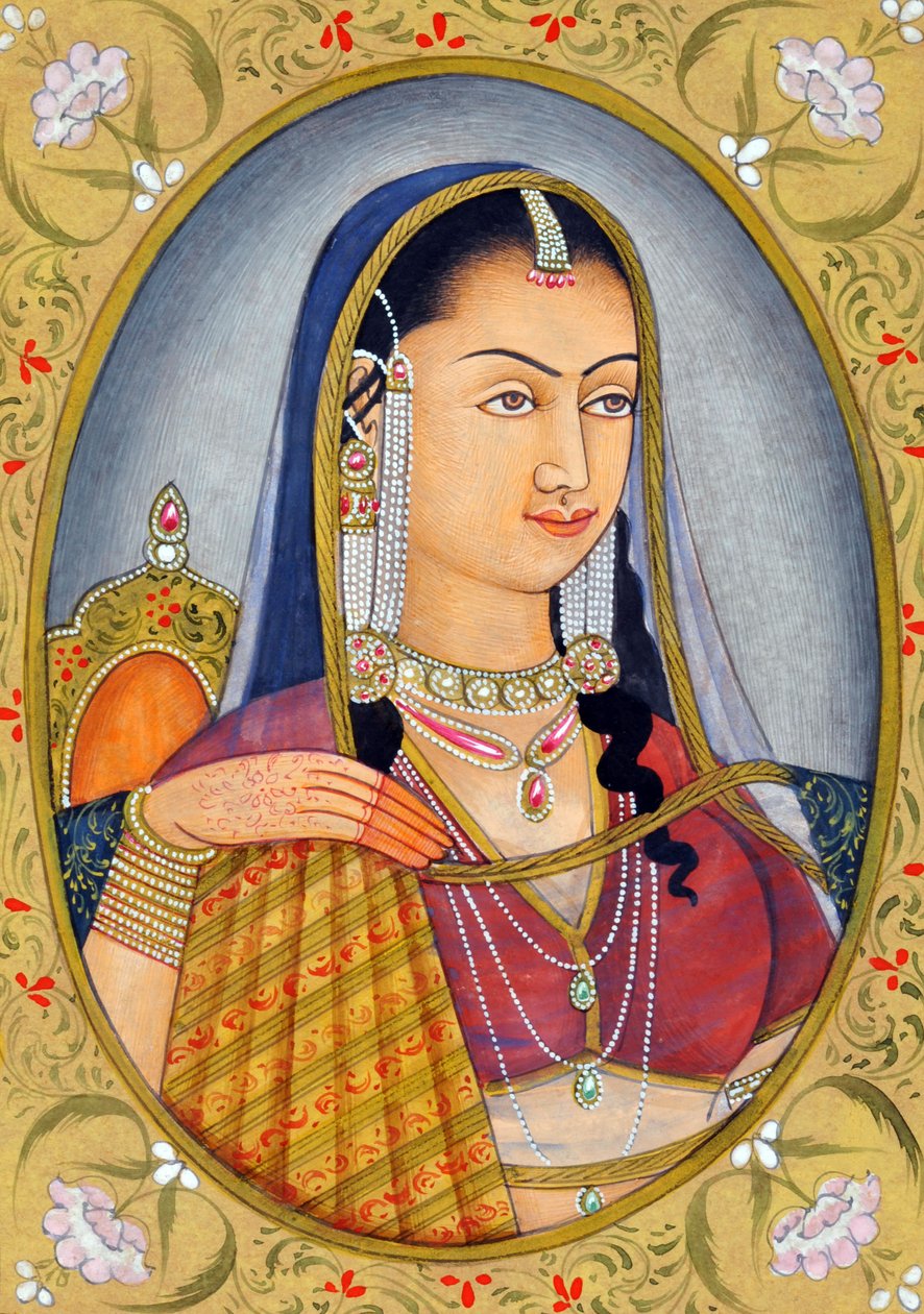 Peinture miniature de la reine moghole Jodha Bai Inde Asie