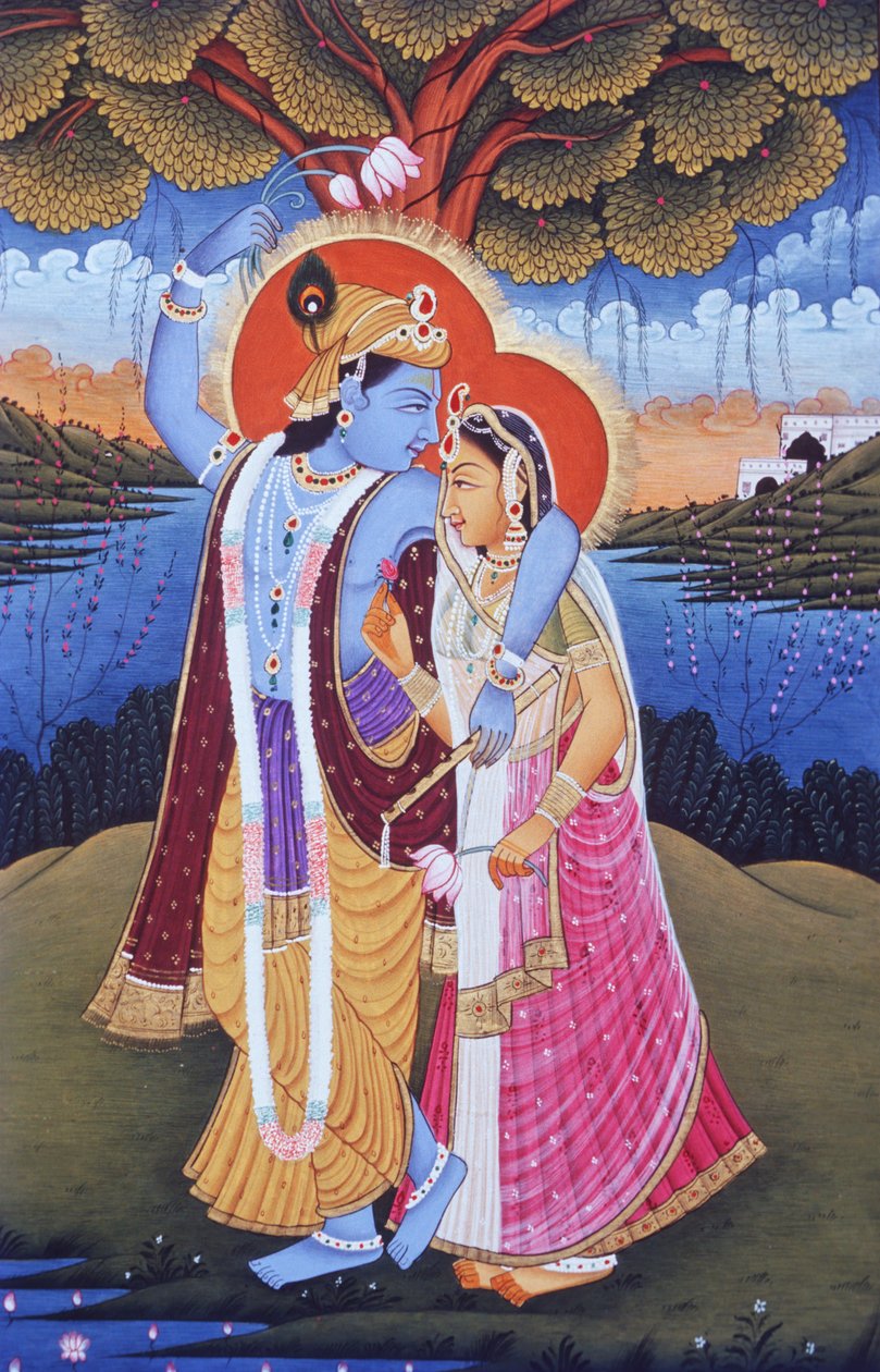 Miniature de Radha Krishna, Inde - School Indian