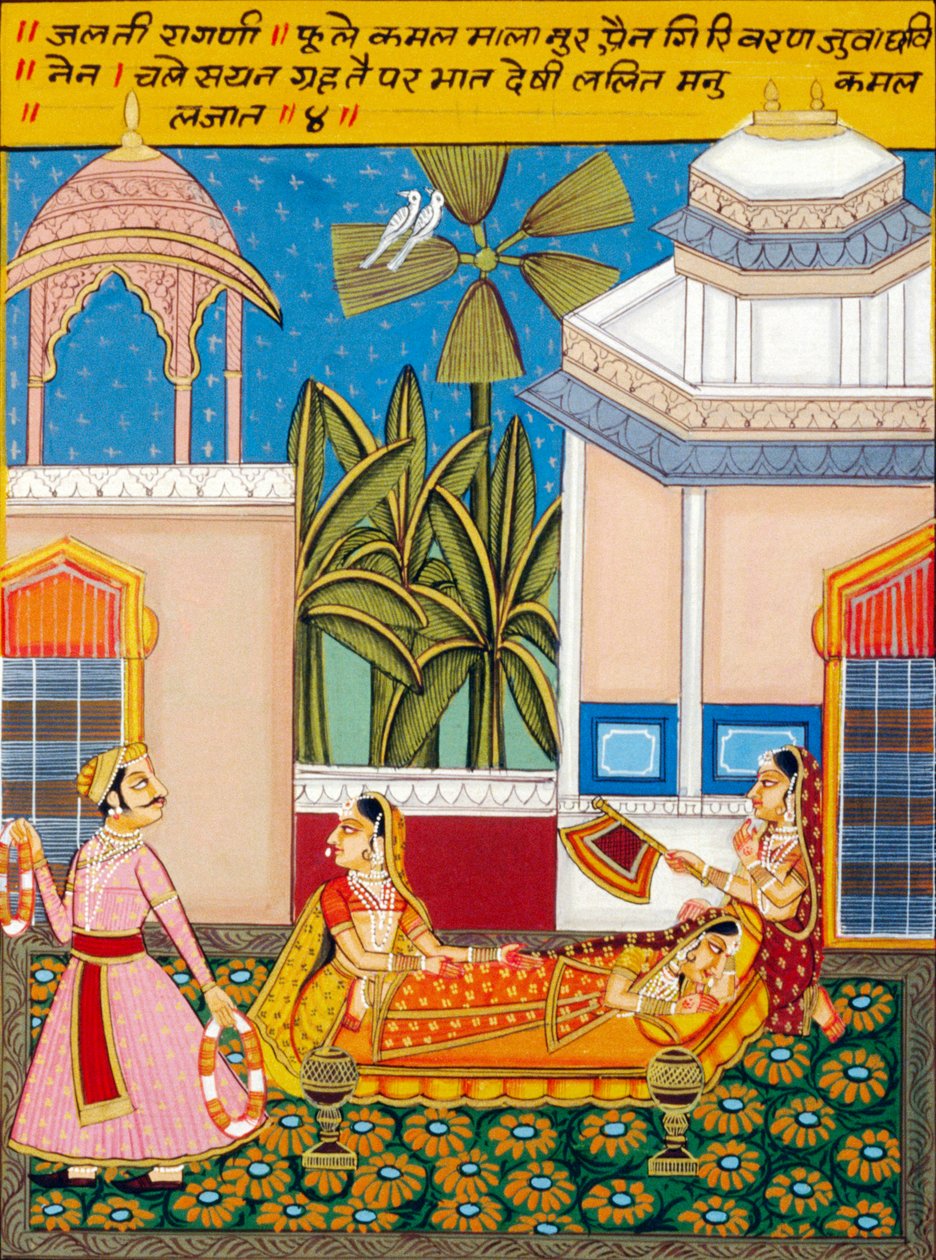Peinture miniature sur papier, Ragini Jhalti, école de Nathdwara - School Indian