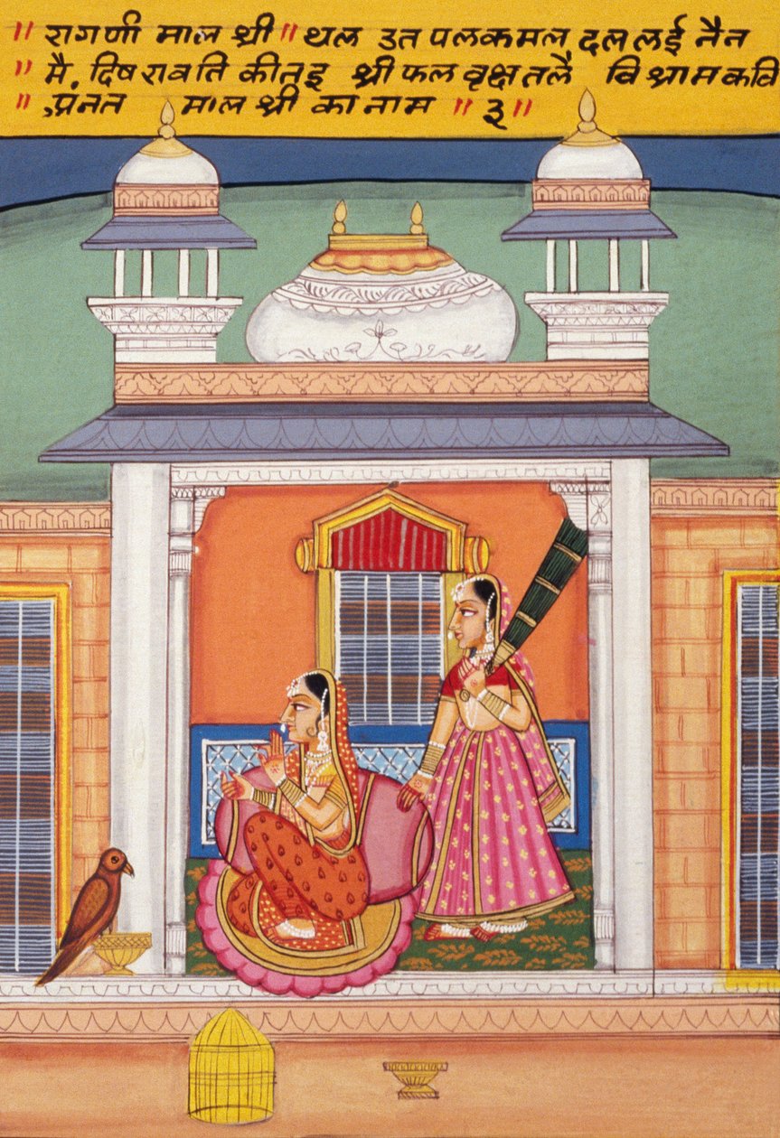 Peinture miniature sur papier, Ragini Malshri école de Nathdwara - School Indian