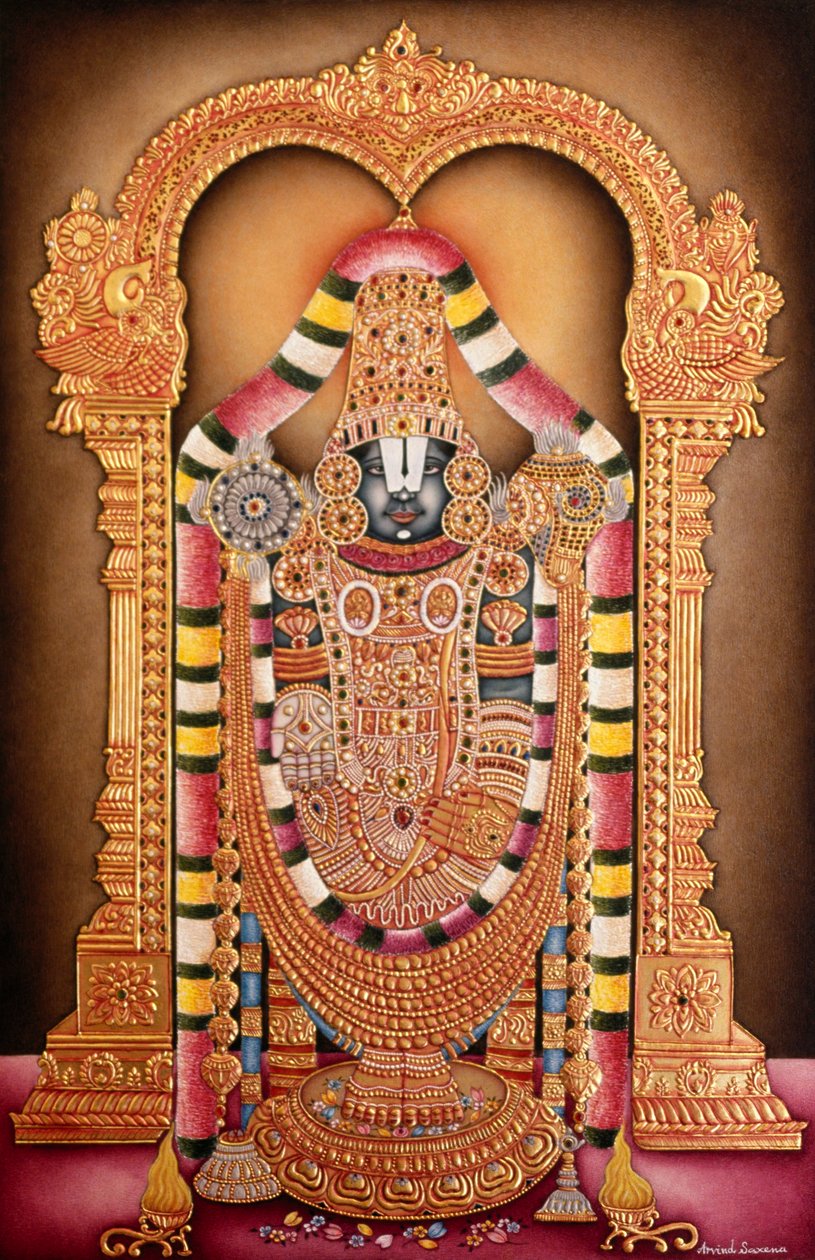 Miniature de Tirupati Balaji sur papier - School Indian