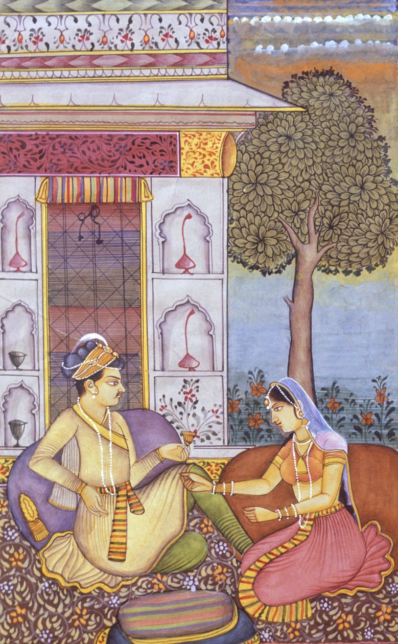 Peinture miniature moghole sur papier Roi royal appréciant une boisson - School Indian
